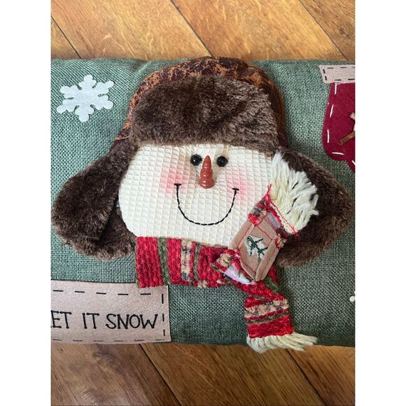 Let it Snow Holidays Christmas 19" x11" White Blue Red Tapestry Throw Pillow - Picture 2 of 5